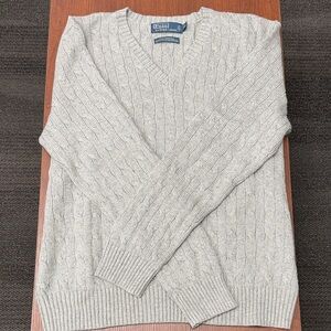 Polo by Ralph Lauren Light Gray V-Neck Sweater